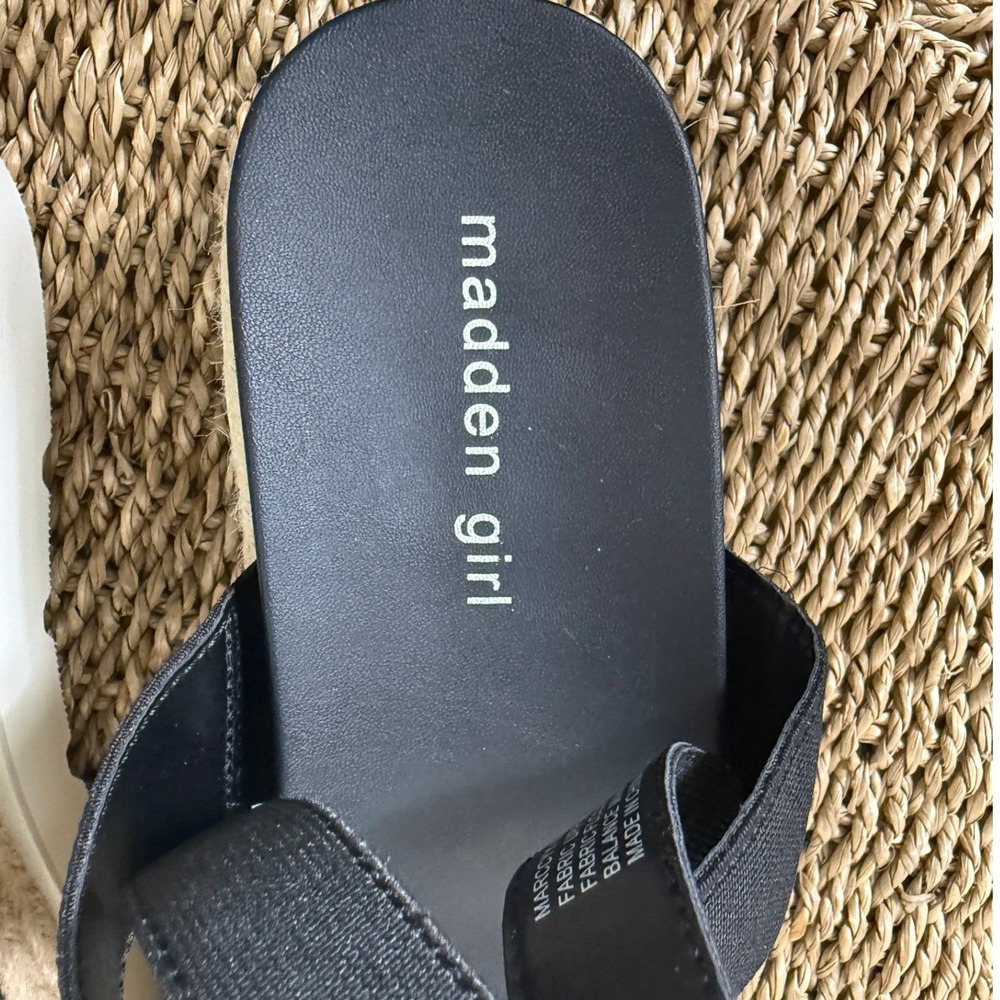 Madden Girl Platform Espadrille Sandals Womens 10 Black Strappy Chunky Boho - Picture 7 of 8
